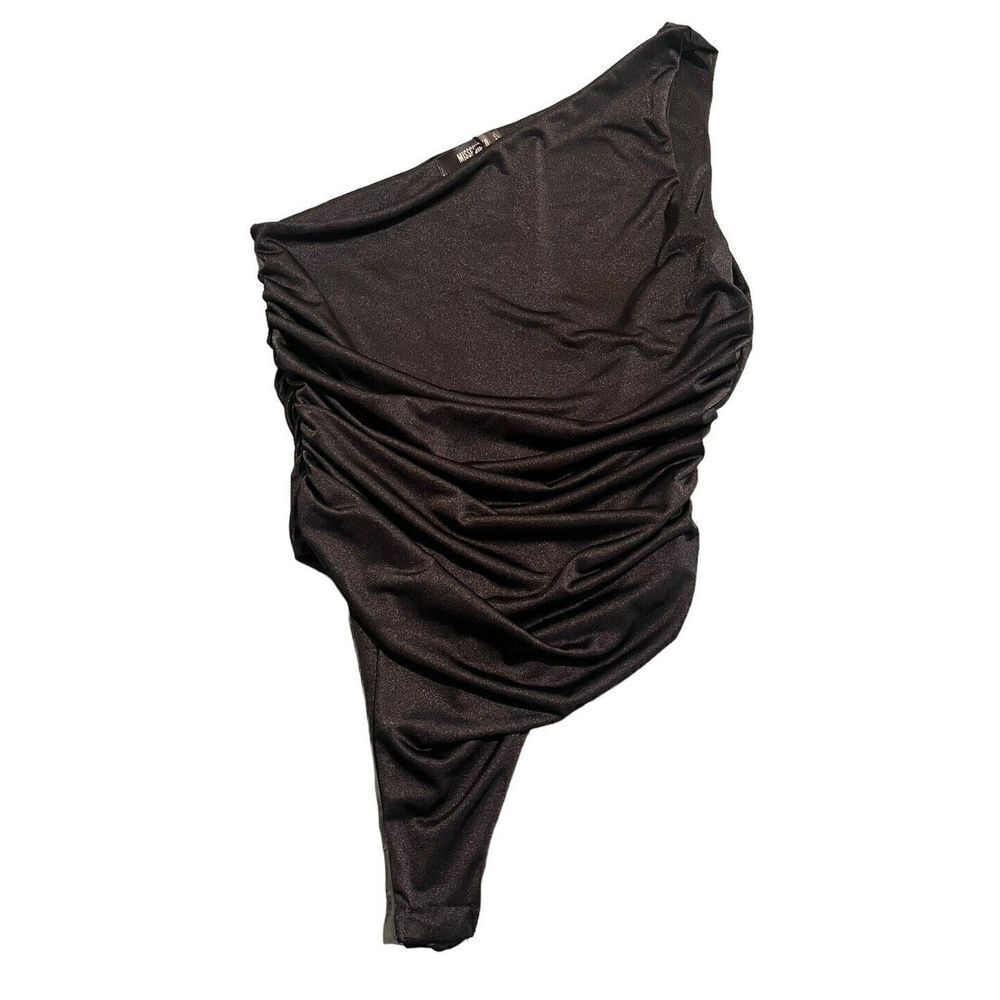 Missguided Black Sheer Bodysuit Single Strap Size 8
